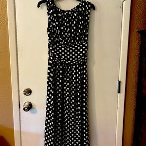 Dark blue and white polka dot dress